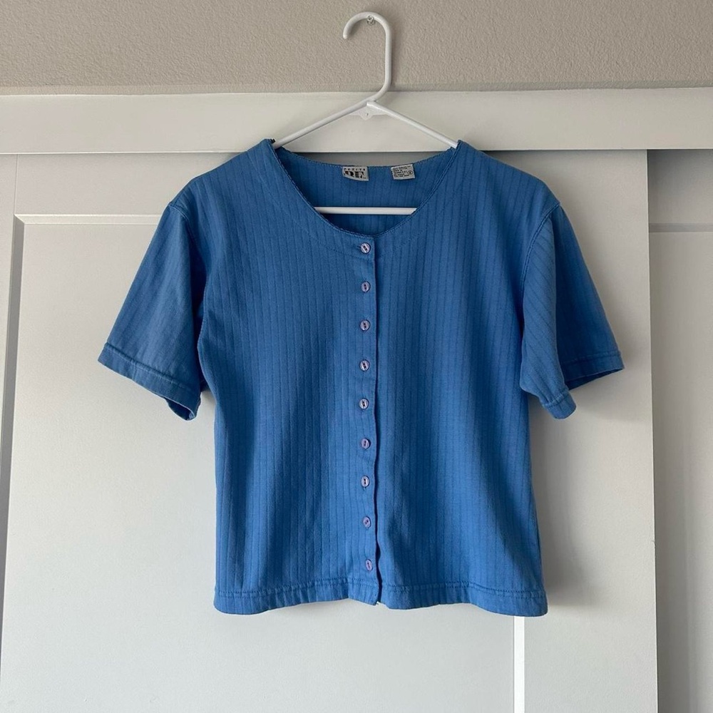 Basic Editions Blue Button-Up Top - image 1
